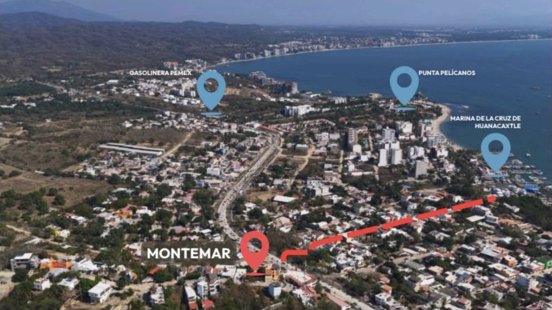 Mapa del proyecto MONTEMAR dentro de La Cruz de Huanacaxtle